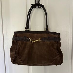 Coach Medium Hampton Bag Brown Suede